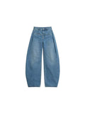 JCAESAR WOMEN Washed Blue Pleated Banana‑Cut Jeans - jcaesarclo