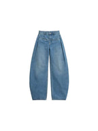 JCAESAR WOMEN Washed Blue Pleated Banana‑Cut Jeans - jcaesarclo