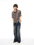 JCAESAR Plaid tie‑front shirt with shadowed pattern
