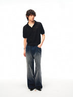 JCAESAR Washed corduroy pants with distressed finish in smog grey