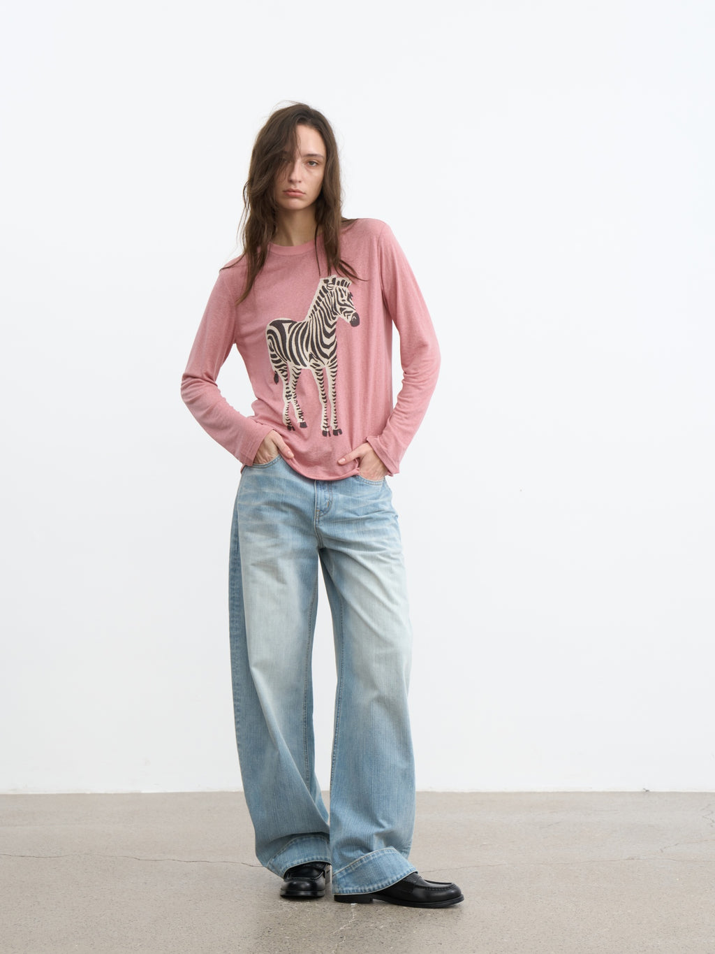 JCAESAR WOMEN Zebra motif printed long‑sleeve shirt
