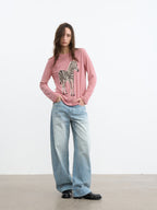 JCAESAR WOMEN Zebra motif printed long‑sleeve shirt