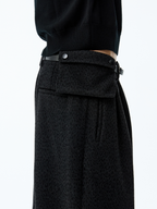 JCAESAR Pleated Side Waist Dark Leopard Print Long Pants - jcaesarclo