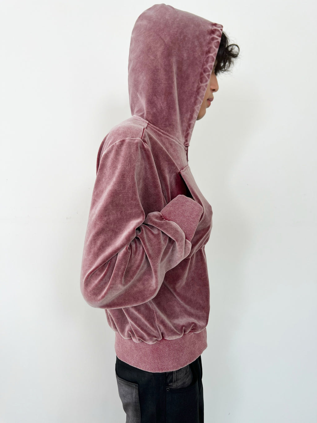 JCAESAR Washed Tie-Dye Velvet Sweatshirt