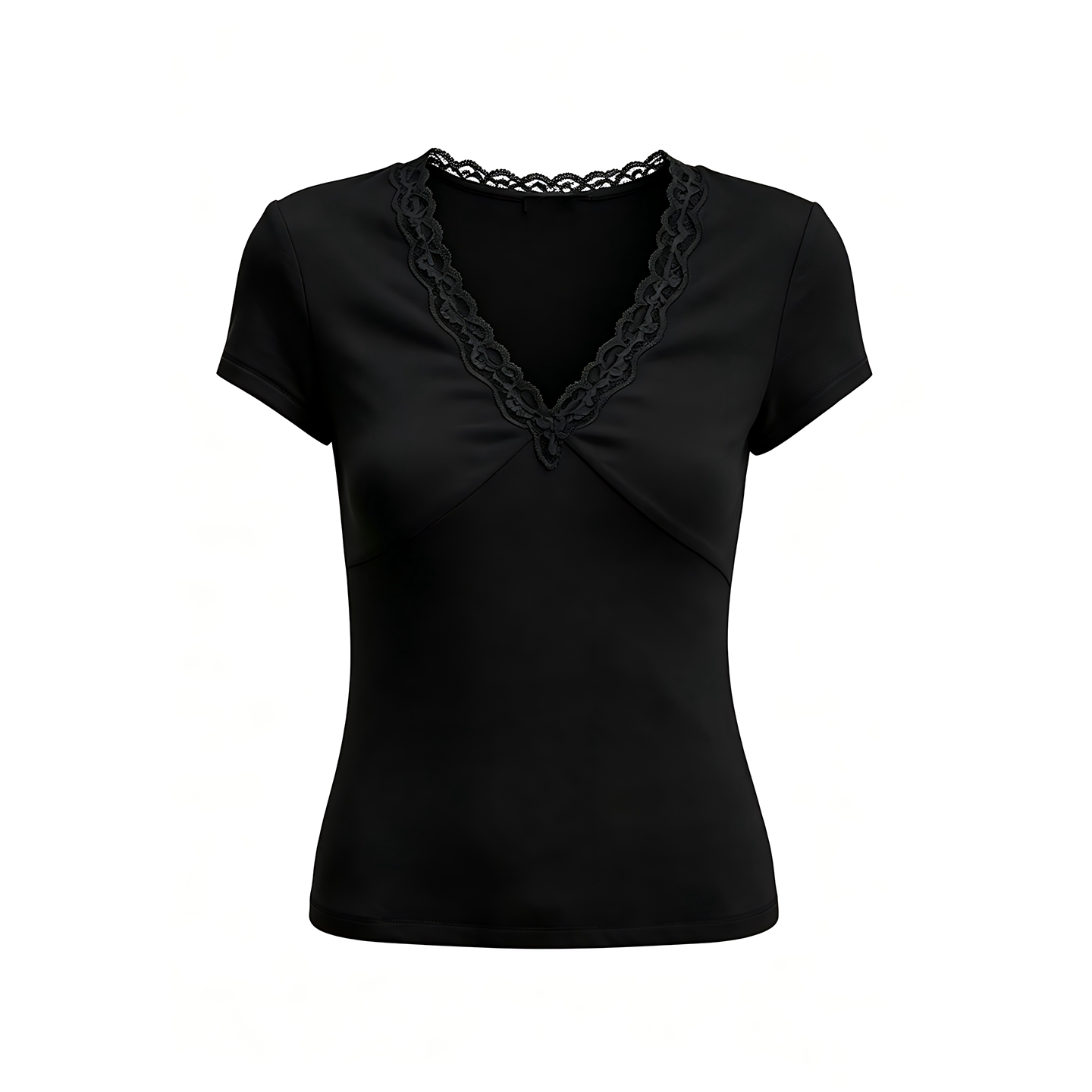 JCAESAR WOMEN Lace V-Neck Short-Sleeve Top
