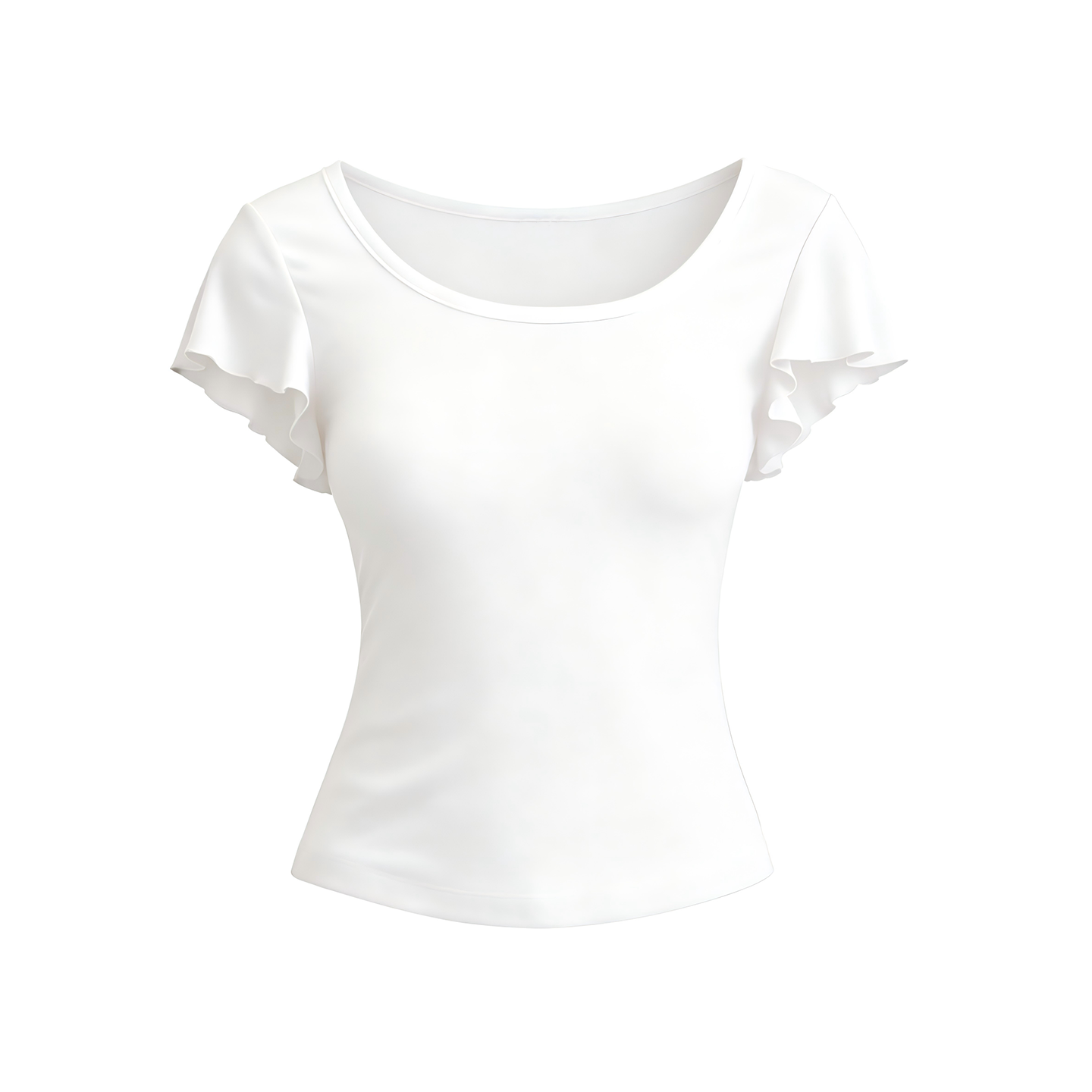JCAESAR WOMEN Flutter-Sleeve U-Neck Tee