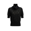 JCAESAR WOMEN Slouch-neck cutout argyle knit tee