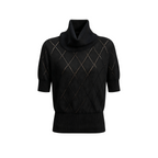 JCAESAR WOMEN Slouch-neck cutout argyle knit tee