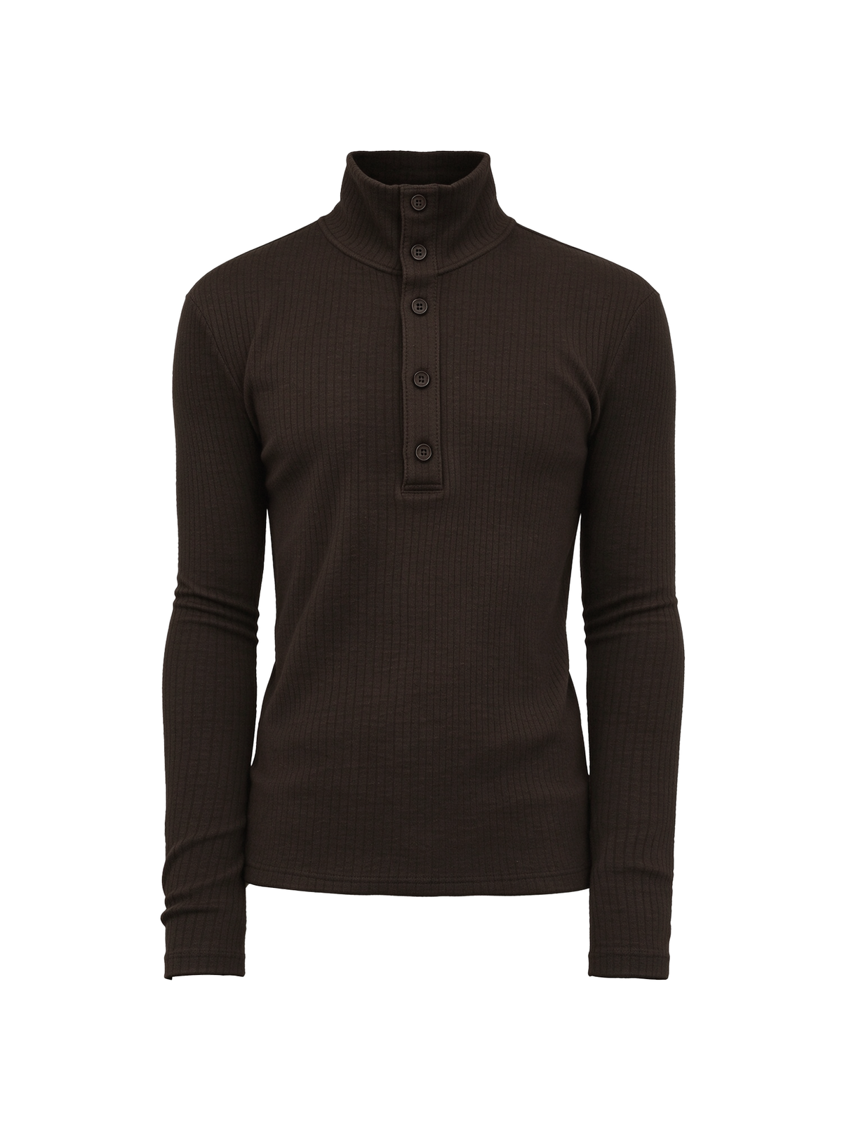 JCAESAR Slim-Fit Ribbed Turtleneck Base Layer with Buttons