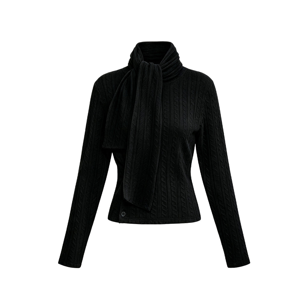 JCAESAR WOMEN Adjustable Knit Cardigan with Scarf Tie