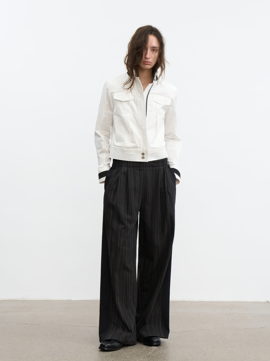 JCAESAR WOMEN Sharp‑shoulder contrast‑color jacket