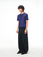 JCAESAR Armored‑style striped trousers with curved side panels