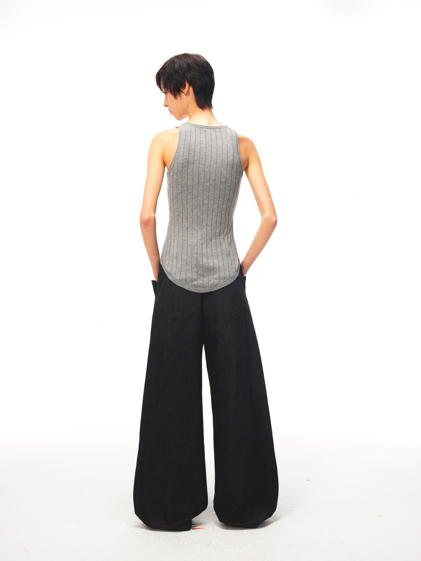 JCAESAR WOMEN Waist‑shaped cable‑knit fitted tank