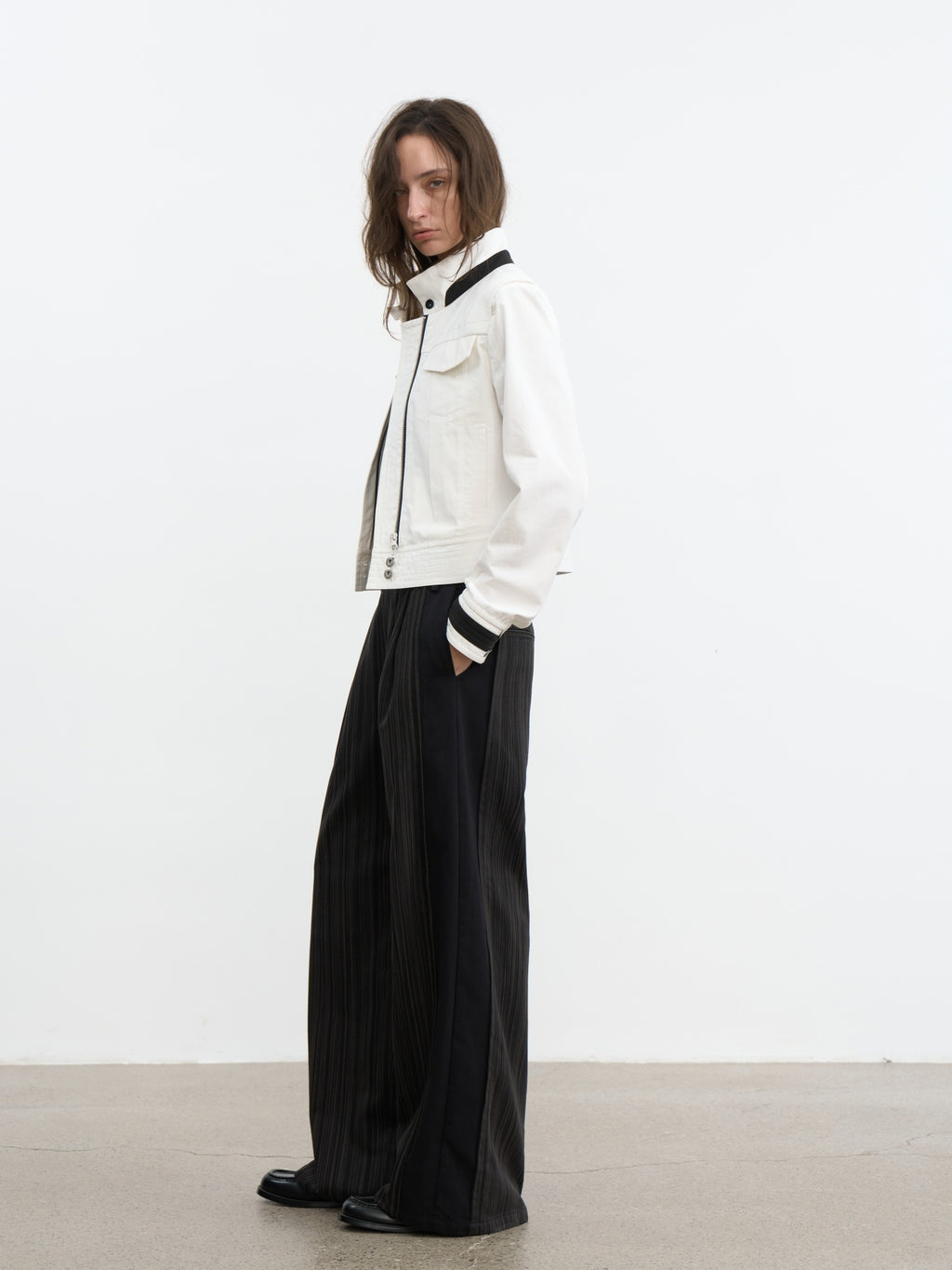 JCAESAR WOMEN Sharp‑shoulder contrast‑color jacket
