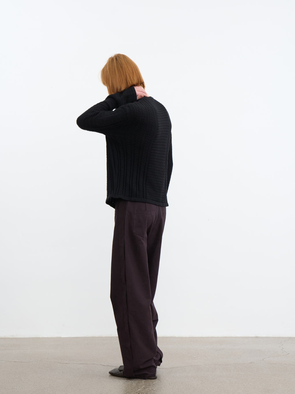 JCAESAR Henley collar scale‑pattern knit long‑sleeve