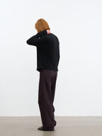 JCAESAR Henley collar scale‑pattern knit long‑sleeve