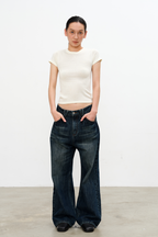 JCAESAR WOMEN Low-Crotch Blue Denim With Double Front Pockets - jcaesarclo