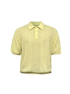 JCAESAR Cut‑Out Ribbed Polo‑Collar Short‑Sleeve Top - jcaesarclo