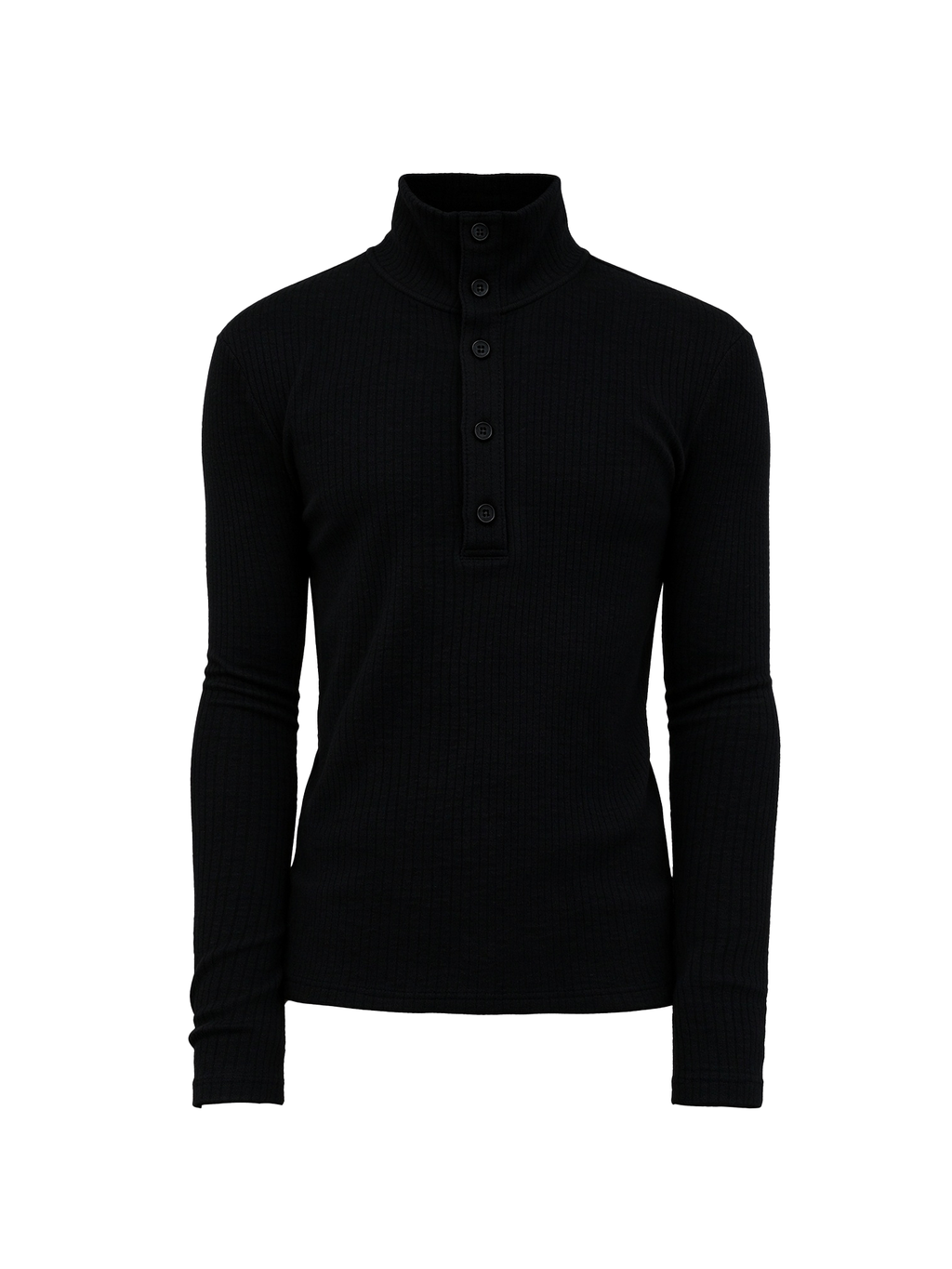 JCAESAR Slim-Fit Ribbed Turtleneck Base Layer with Buttons