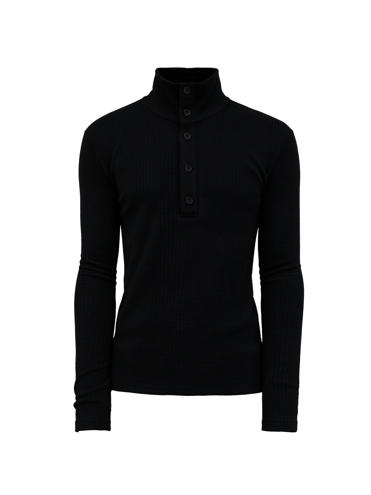 JCAESAR Slim-Fit Ribbed Turtleneck Base Layer with Buttons