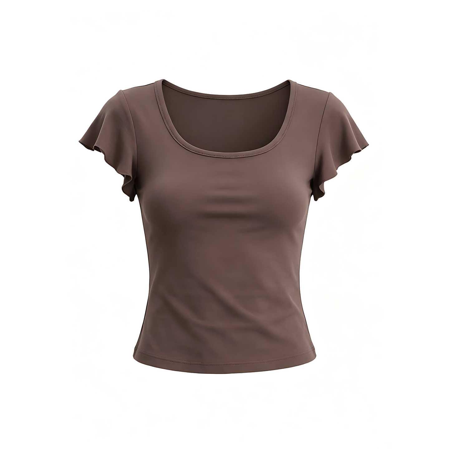 JCAESAR WOMEN Flutter-Sleeve U-Neck Tee