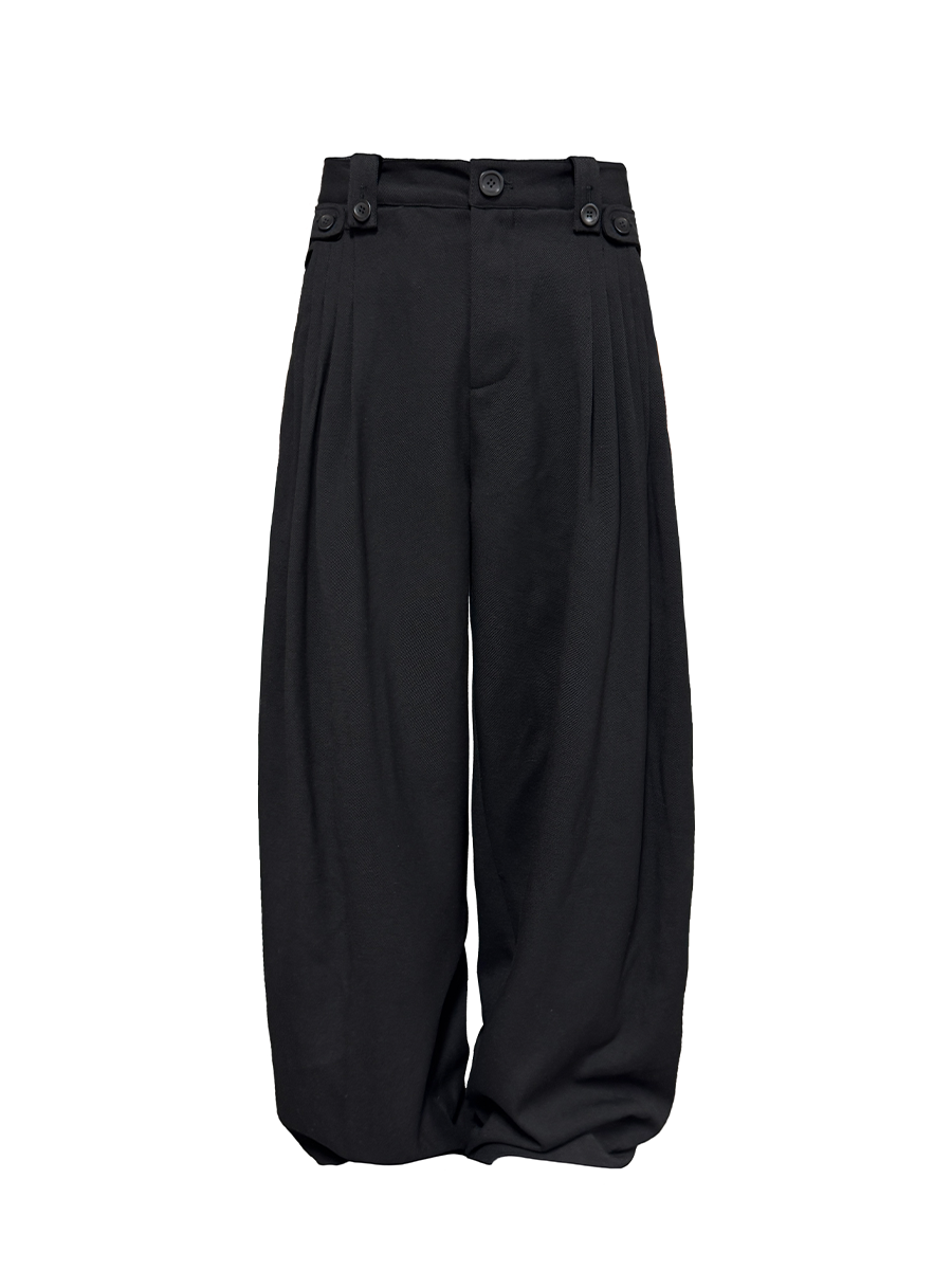 JCAESAR Button-Front Pieced Trousers With Flap Pockets