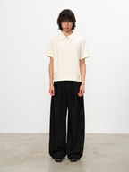 JCAESAR Diagonal Zipper Waffle-Knit Short-Sleeve Top - jcaesarclo