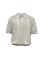 JCAESAR Cut‑Out Ribbed Polo‑Collar Short‑Sleeve Top - jcaesarclo