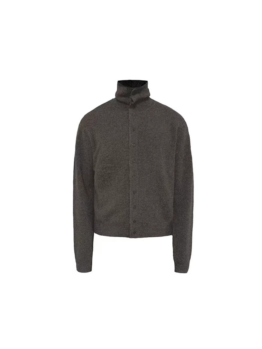 JCAESAR Heathered High‑Neck Cardigan Sweater