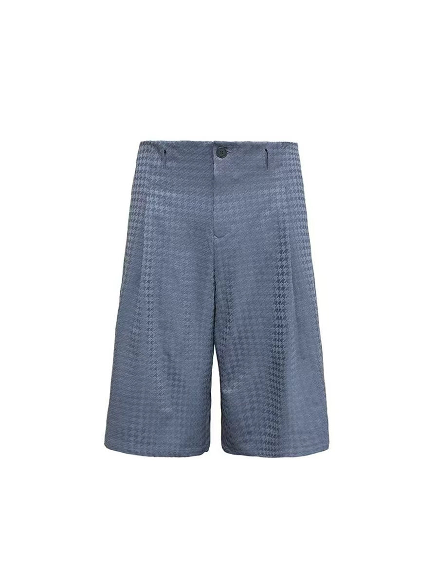 JCAESAR Houndstooth Pleated Cropped Pants