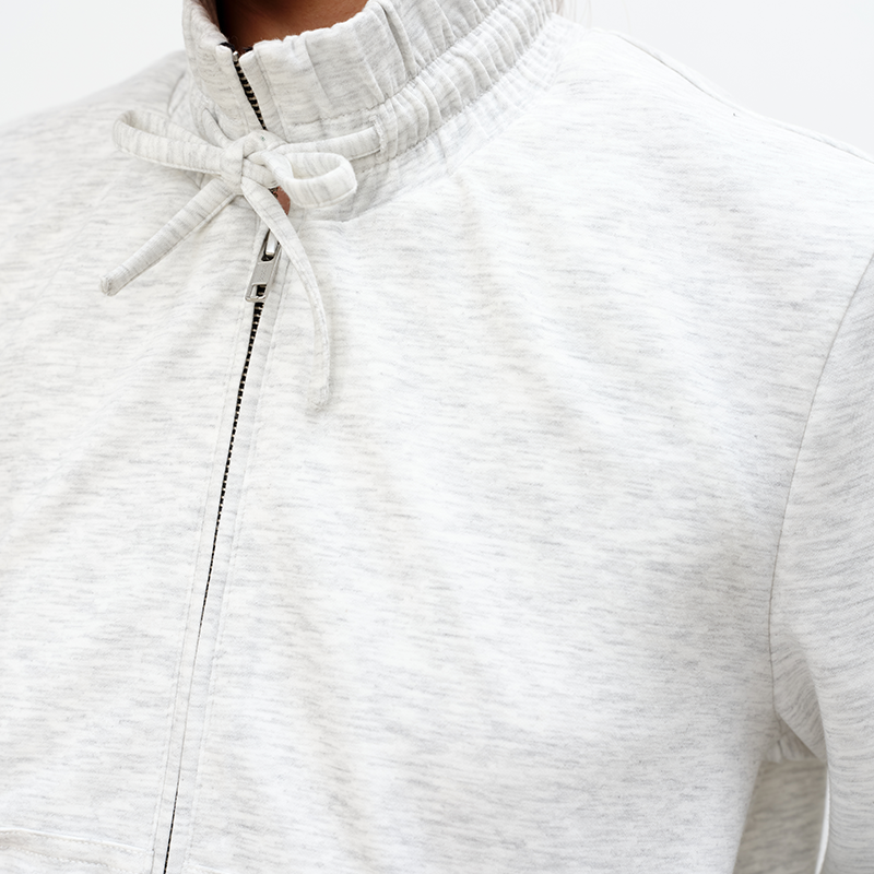 JCAESAR WOMEN Gathered Collar With Drawstring And Zipper Hoodie Sweatshirt - jcaesarclo