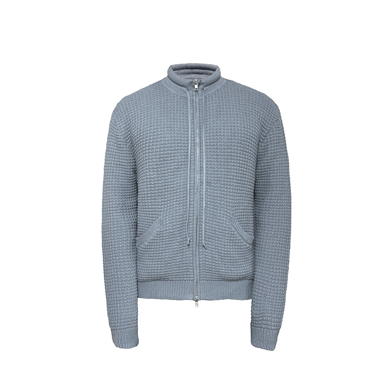 JCAESAR Cotton-Padded Collar Drawstring Knitted Cardigan