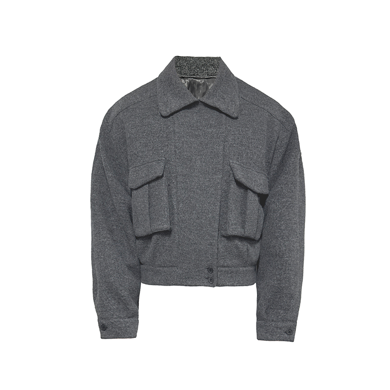 JCAESAR Woolen Double Pocket Flight Jacket