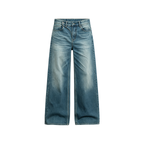 JCAESAR WOMEN Washed Straight-Leg Jeans with Asymmetric Fly