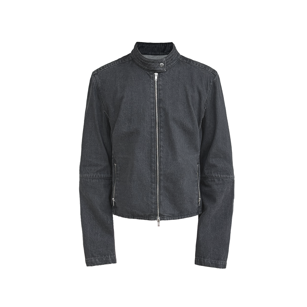 JCAESAR Quilted Elbow-Patch Denim Jacket
