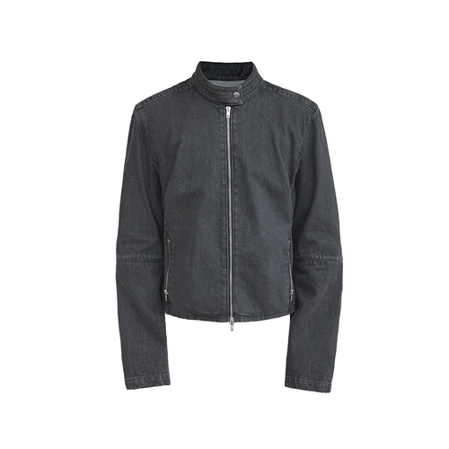 JCAESAR Quilted Elbow-Patch Denim Jacket