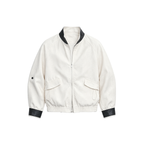 JCAESAR WOMEN Linen‑leather paneled Harrington jacket