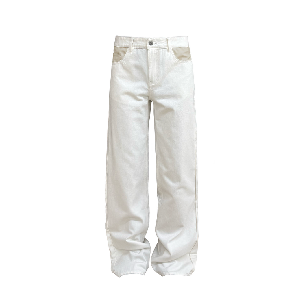 JCAESAR Panelled Leather Slim-Fit Jeans