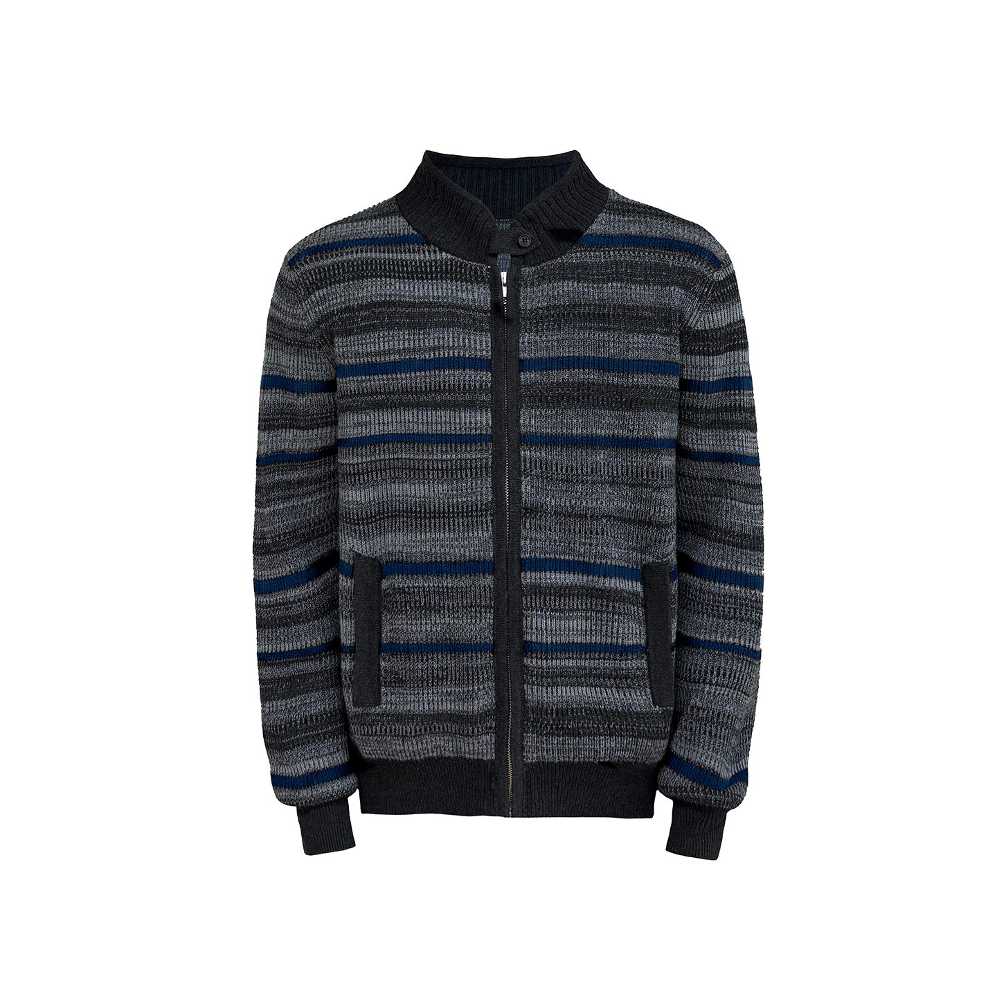 JCAESAR Accordion-Stripe Knit Cardigan Sweater