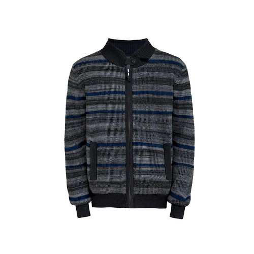 JCAESAR Accordion-Stripe Knit Cardigan Sweater