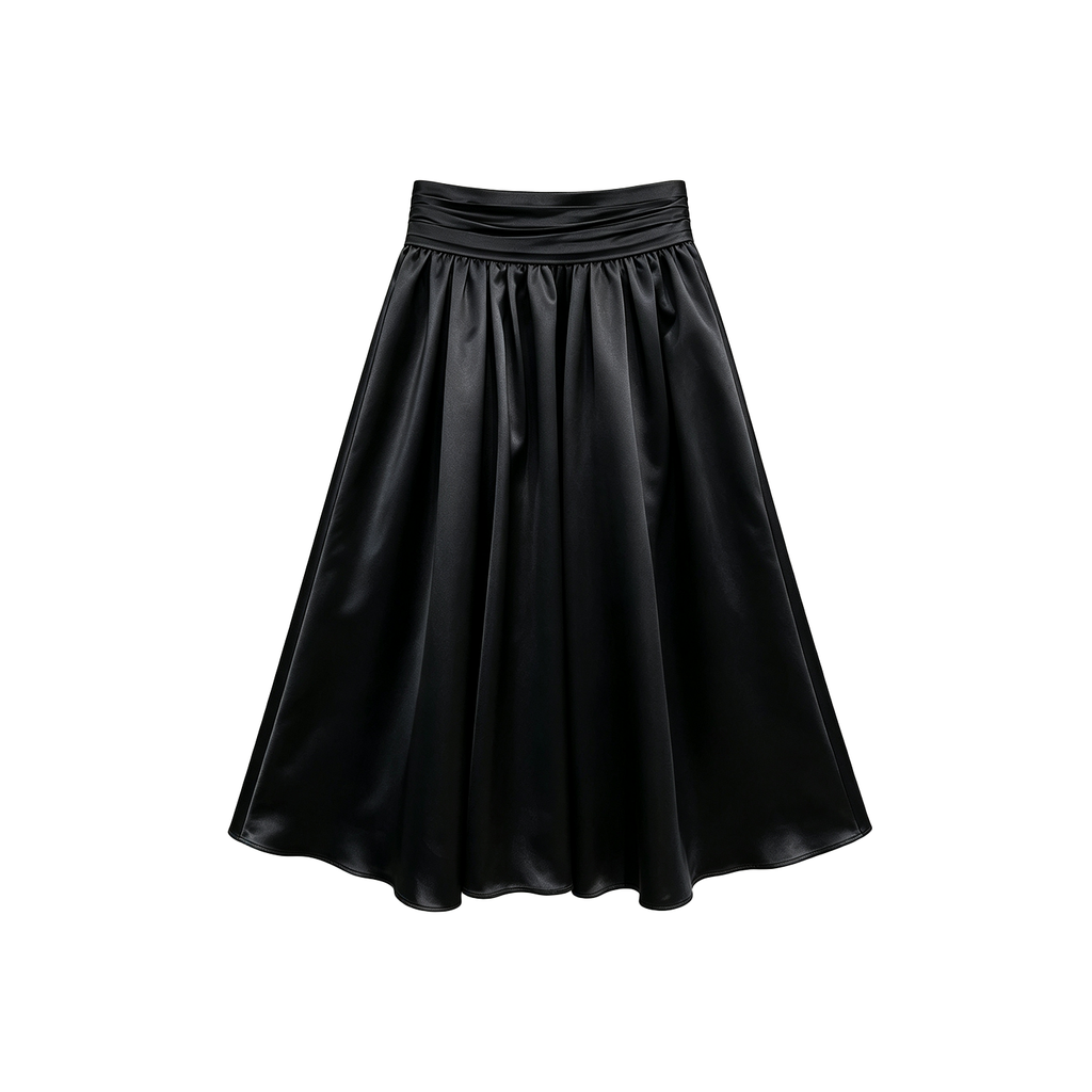 JCAESAR WOMEN  Flowy Acetate Balloon Skirt with Oversized Silhouette