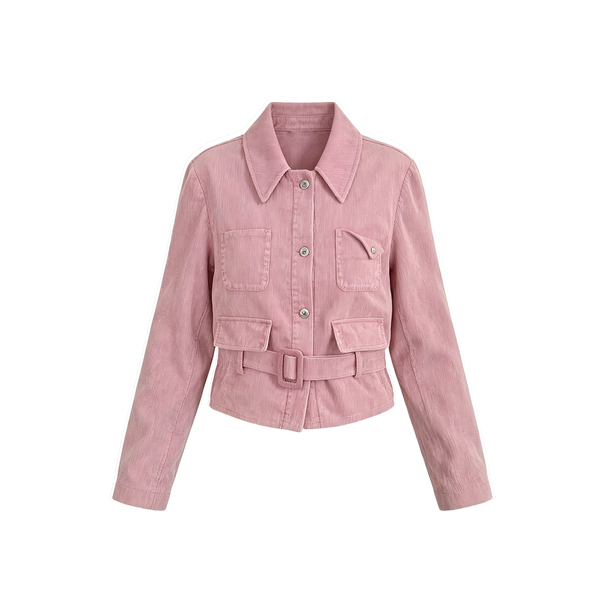 JCAESAR WOMEN  Washed Corduroy Tie-Belt Jacket