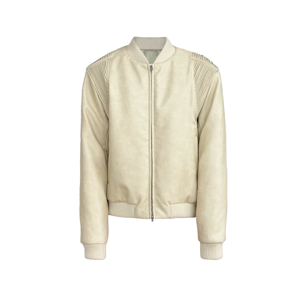 JCAESAR Biker Faux Fur Lined Eco-Leather Puffer Jacket