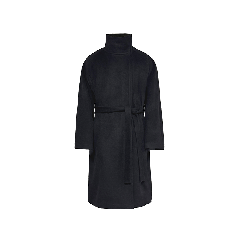 JCAESAR Asymmetric Zipper Belted Coat