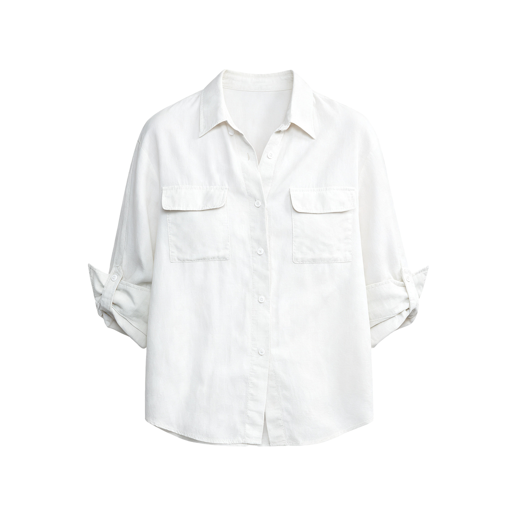 JCAESAR WOMEN Hunting‑style faded linen adjustable shirt