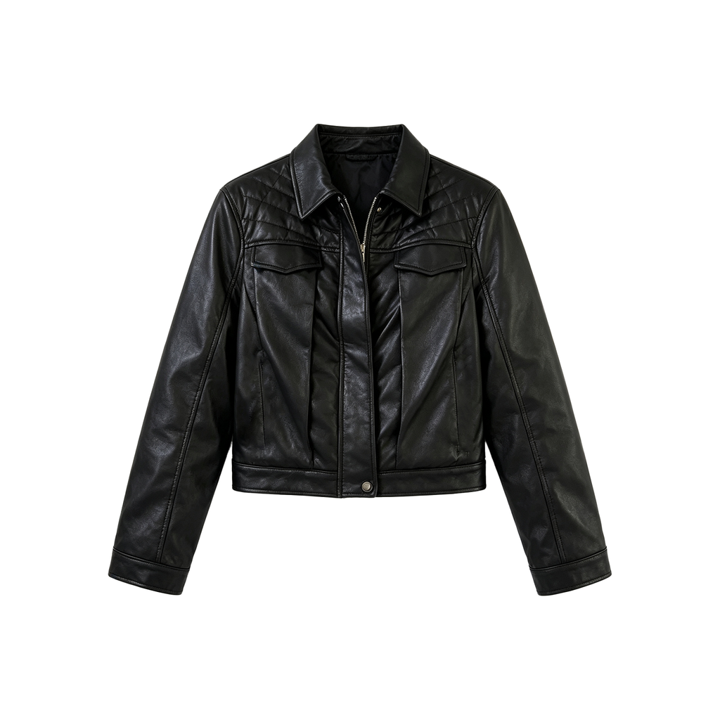 JCAESAR WOMEN Lightweight Quilted Leather Down Jacket
