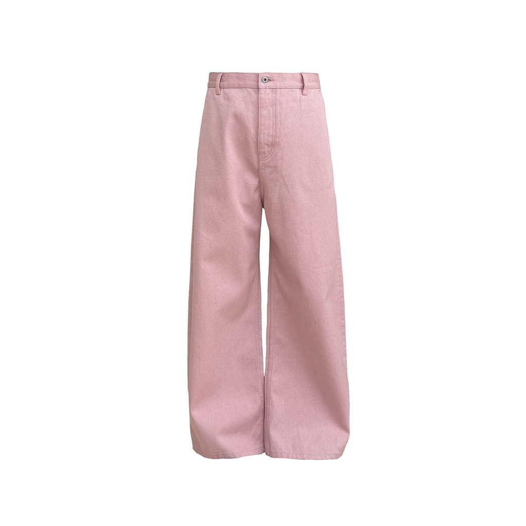 JCAESAR Metallic Thread Glitter Wide-Leg Jeans