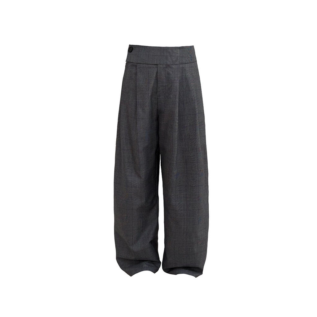 JCAESAR Purple Plaid Double-Pleat Wide Waistband Trousers