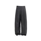 JCAESAR Purple Plaid Double-Pleat Wide Waistband Trousers