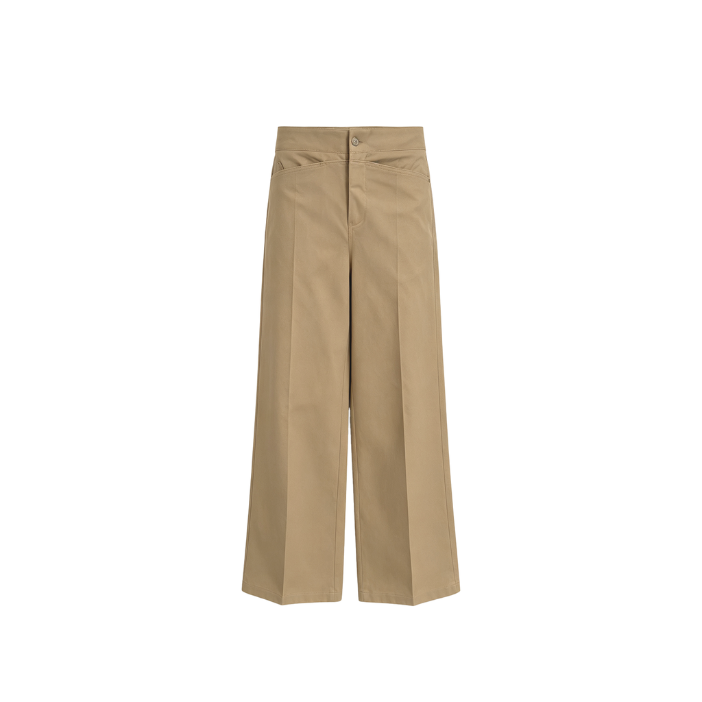 JCAESAR WOMEN Khaki Straight-Leg Pants without Waistband